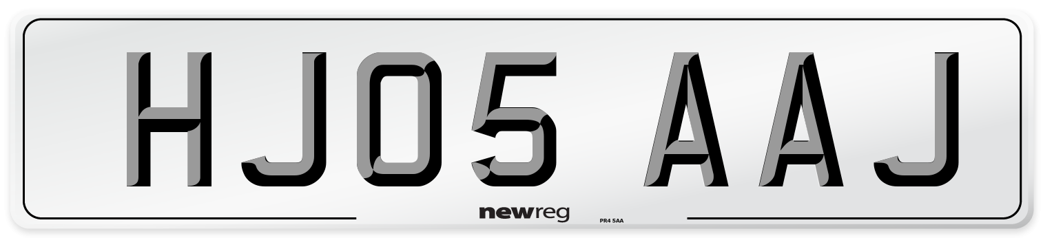 HJ05 AAJ Number Plate from New Reg